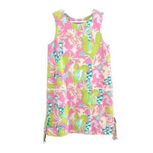 Lilly Pulitzer Little Lilly Mini Shift Dress Girls 7 Seahorse Coral Vintage 90s